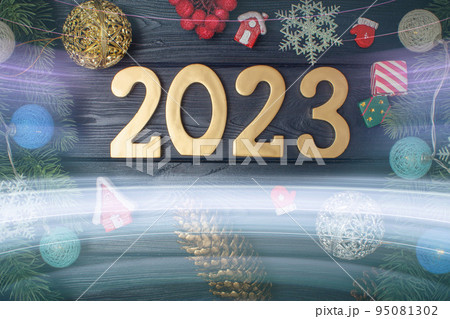 happy new year 2023 background new year holidays card with bright lights happy new year 2023 background new year holidays card with bright lights 95081302