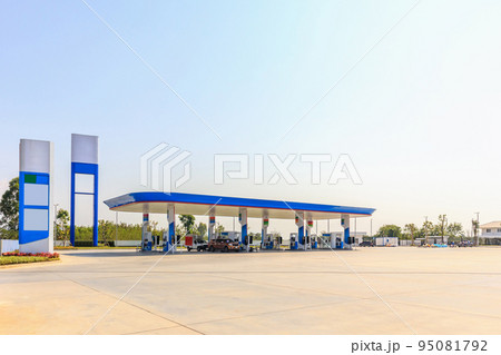 Petrol gas fuel station with blue sky 95081792