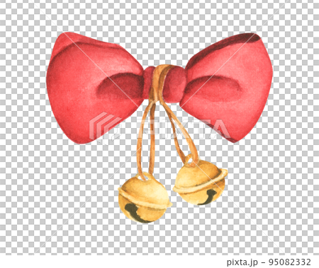 Red ribbons. Watercolor for invitations, greetings, holidays and decor. 95082332