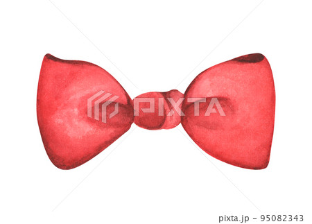 Red ribbons. Watercolor for invitations, greetings, holidays and decor. 95082343