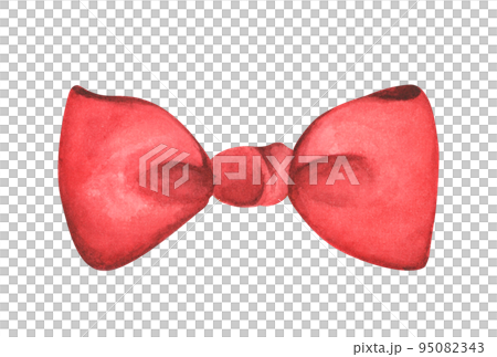 Red ribbons. Watercolor for invitations, greetings, holidays and decor. 95082343