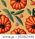 illustrated autumn harvest pumpkin background 95082998