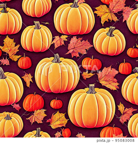 illustrated autumn harvest pumpkin background 95083008