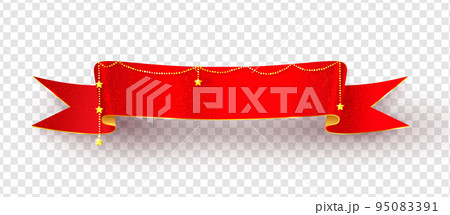 Red Christmas festive ribbon banner Red Christmas festive ribbon banner 95083391