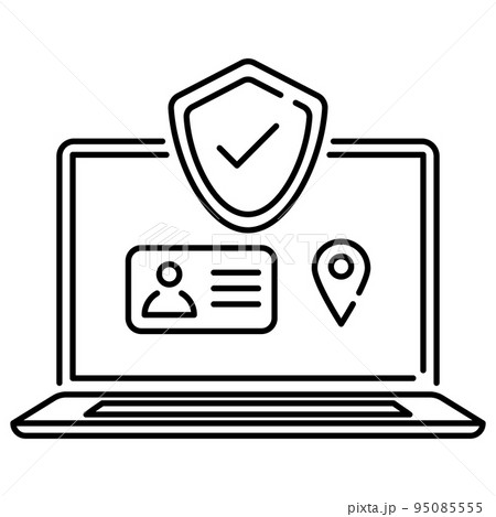Laptop with VPN connection concept. Virtual private network service. Cyber security, secure web traffic icon. 95085555
