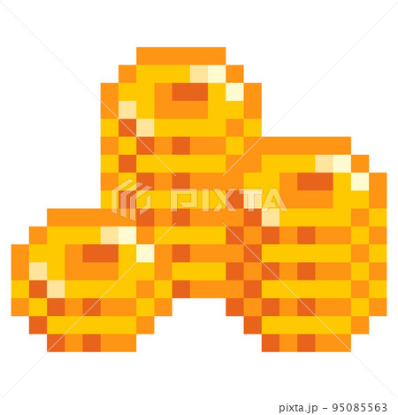 Pixel art golden coin retro video game. Vector illustration. Pixel art golden coin retro video game. Vector illustration. 95085563