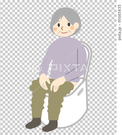 ポータブルトイレを使う高齢者 95085635