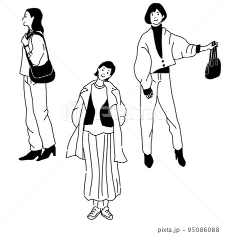 おしゃれな女性のベクター線画 おしゃれな女性のベクター線画 95086088