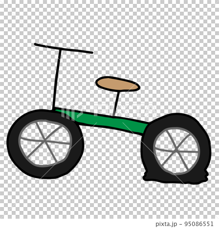 一輛後輪被刺破的自行車的插圖 95086551