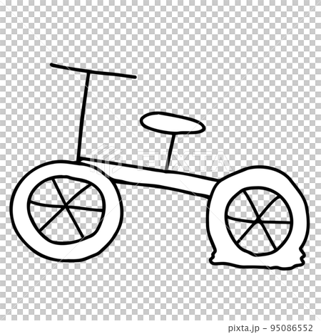 帶有穿孔後輪的自行車的線條畫插圖 95086552