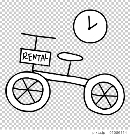 出租自行車的線描插圖 出租自行車的線描插圖 95086554