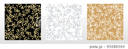 Geometric floral set of seamless patterns. Colored vector backgrounds. Simple illustrations 95086564