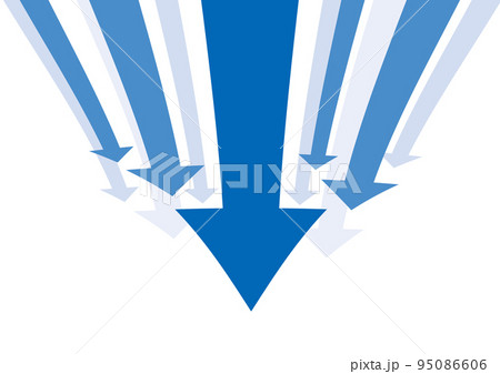 矢印　背景　下がる　下降　カーブ　青 95086606