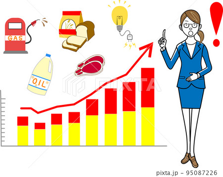 物価高騰に驚くビジネスウーマン 95087226