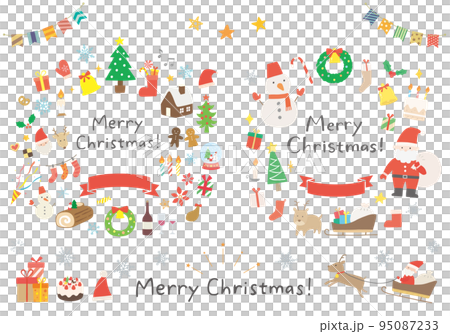 Christmas illustration frame set (with letters) 95087233