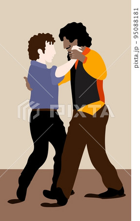 Vector isolated illustration of two men dancing tango. Vector isolated illustration of two men dancing tango. 95088181
