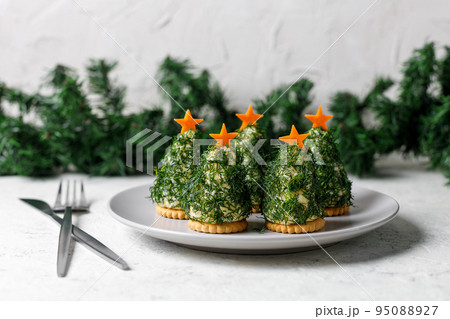 Holiday appetizer in form of christmas tree 95088927