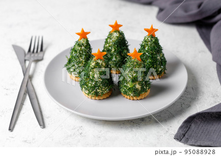 Holiday appetizer in form of christmas tree 95088928