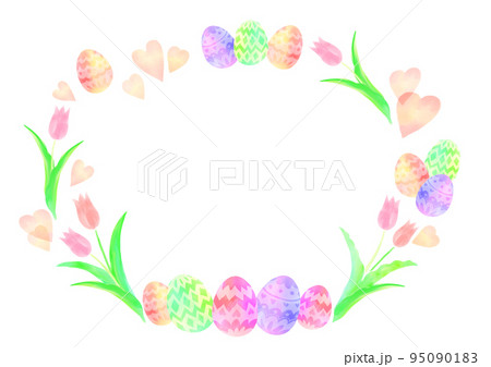 イースターエッグとチューリップの枠 イースターエッグとチューリップの枠 95090183