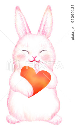 ハートを持って笑うウサギ 95090185