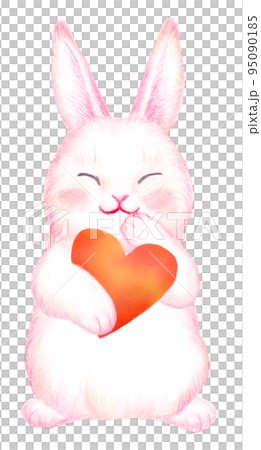 ハートを持って笑うウサギ 95090185