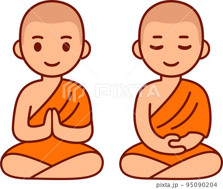 Cute cartoon Buddhist monk Cute cartoon Buddhist monk 95090204