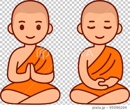 Cute cartoon Buddhist monk Cute cartoon Buddhist monk 95090204