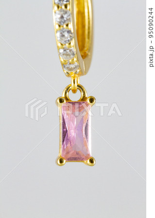 Pink Gemstone Earring on white Pink Gemstone Earring on white 95090244