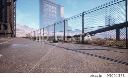 Post apocaliptic landscape of city Post apocaliptic landscape of city 95091578
