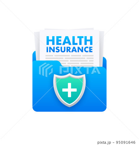 Health insurance concept. Medical document, clipboard. Vector illustration. 95091646