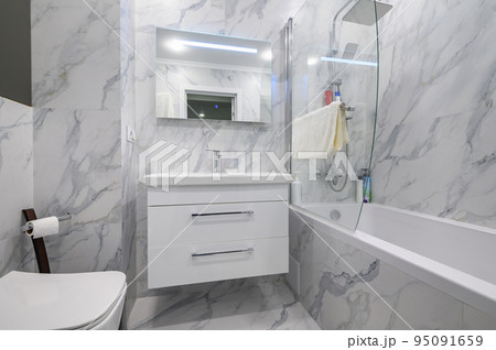 Modern white marble bathroom interior Modern white marble bathroom interior 95091659