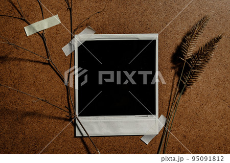 Photo frame mockup and stationery for creative work design 95091812