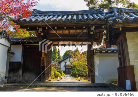 京都東山の秋　紅葉の雲龍院　山門 95096466