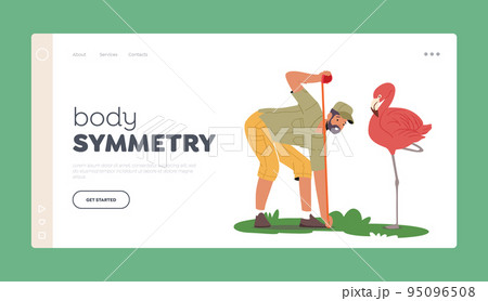 Ornithologist Scientist Landing Page Template. Zoo Worker Measuring Flamingo, Professional Zookeeper Study Birds Species 95096508
