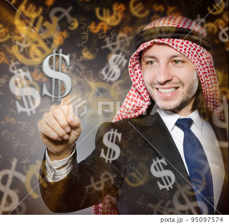 Arab man with dollars in business concept 95097574