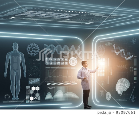 Man doctor in futuristic medicine medical concept 95097661