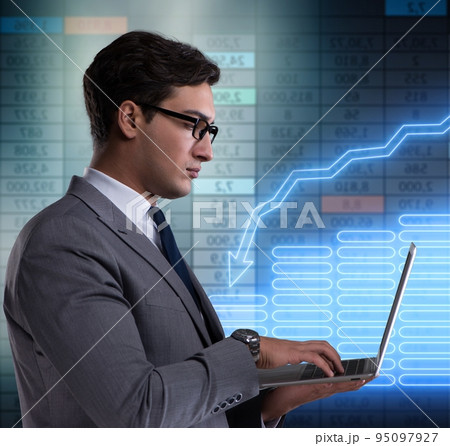 Businessman in stock exchange trading concept Businessman in stock exchange trading concept 95097927