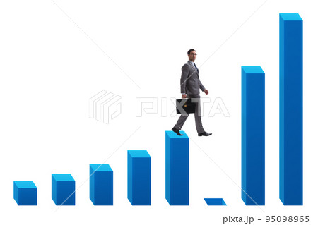 Businessman in growth concept with bar charts 95098965