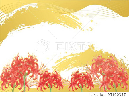華やかな彼岸花の水彩イラスト背景 95100357