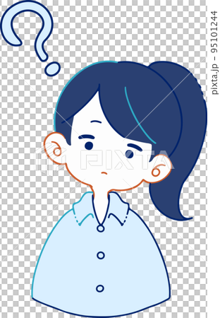 Illustration of a person who does not understand the intention and tilts his head Illustration of a person who does not understand the intention and tilts his head 95101244