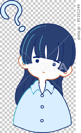 Illustration of a person who does not understand the intention and tilts his head 95101249