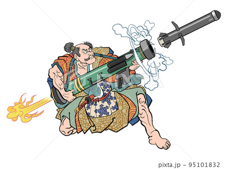 ジャベリンを構える侍-発射 95101832