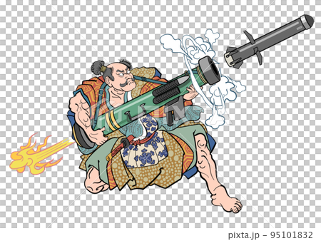 ジャベリンを構える侍-発射 95101832