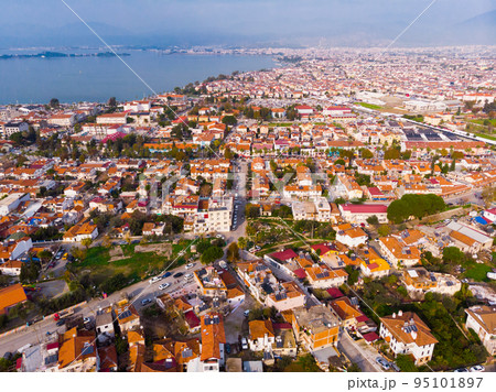 Flying over the city Fethiye. 95101897