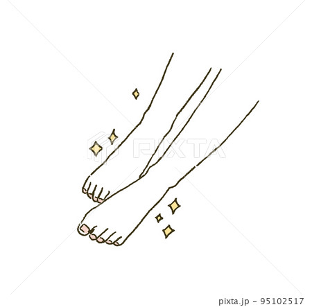 ビューティー　フットケアするきれいな女性の足のイラストレーション 95102517