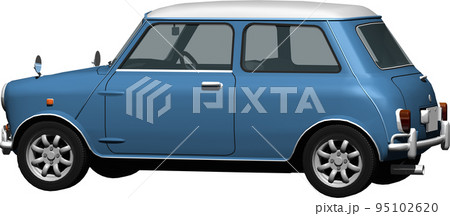 自動車ミニクーパー背景透明の切抜き画像イラスト 95102620