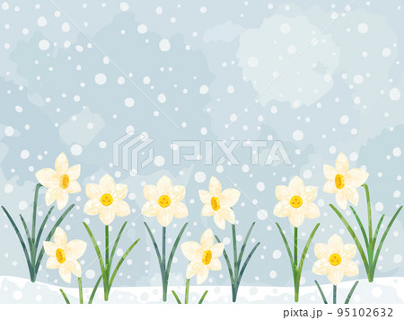 雪と水仙のカード 95102632