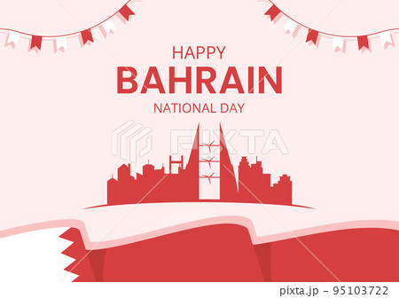 Bahrain National Day or Independence Template Hand Drawn Cartoon Flat Illustration with Wavy Flag in 16th of December Patriotic Holiday Design Bahrain National Day or Independence Template Hand Drawn Cartoon Flat Illustration with Wavy Flag in 16th of December Patriotic Holiday Design 95103722
