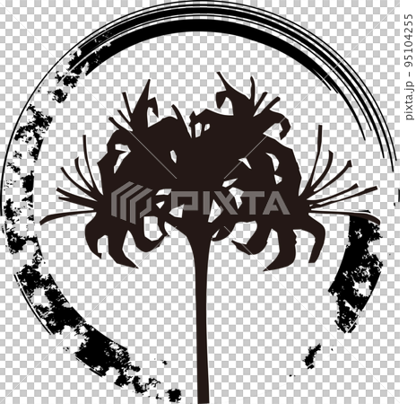 Sumi-e cluster amaryllis silhouette autumn hand-drawn Japanese style Japanese pattern sumi circle illustration material Sumi-e cluster amaryllis silhouette autumn hand-drawn Japanese style Japanese pattern sumi circle illustration material 95104255