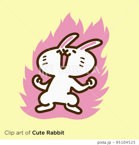 ウサギのキャラクターイラストシリーズ　「闘志に燃えるウサギ」 95104525